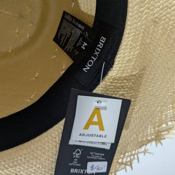 BNWT Brixton Jo Straw Frayed Fedora Hat Honey Size Medium - Picture 3 of 4